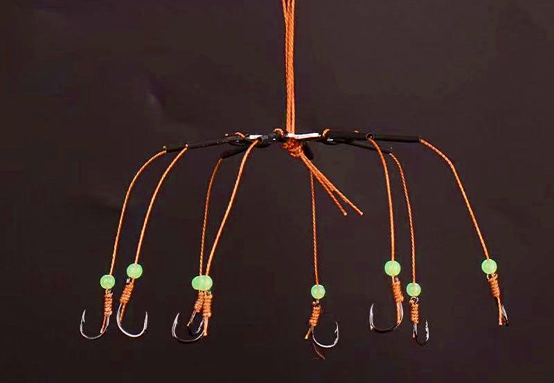 Glow Bead Hook Rig with Long Leader, Barbed, Sizes 8–14 – product photo