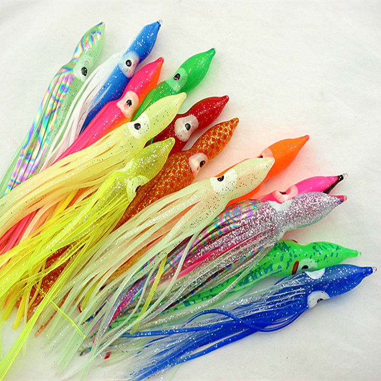 Octopus Soft Lure, Glow Mixed Colors, 4–18 cm (1.6–7.1 in)