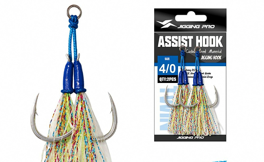 Glow Double Assist Hooks for Metal Jigs, 2 Pairs per Pack – product photo