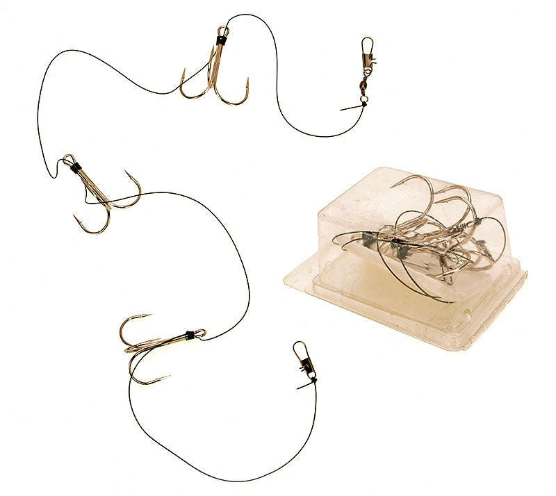 3-Hook Barbed Trolling Hook Rig, Size 8, Boat Fishing – product photo