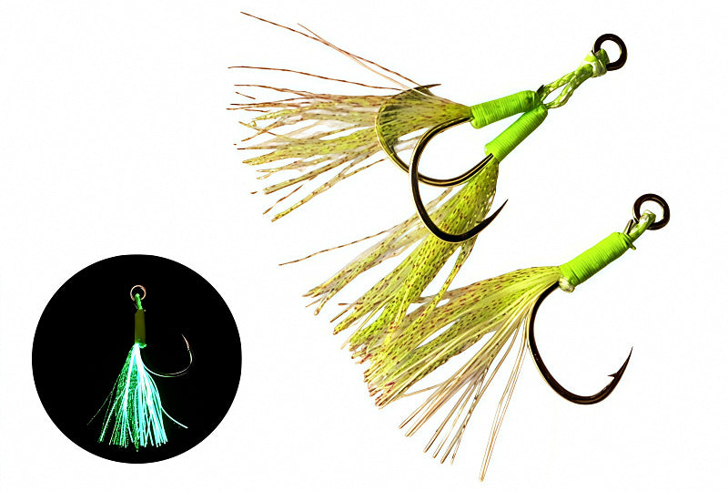 Glow Wire Double Assist Hooks for Jigs, Sizes 2 to 4/0 – product photo