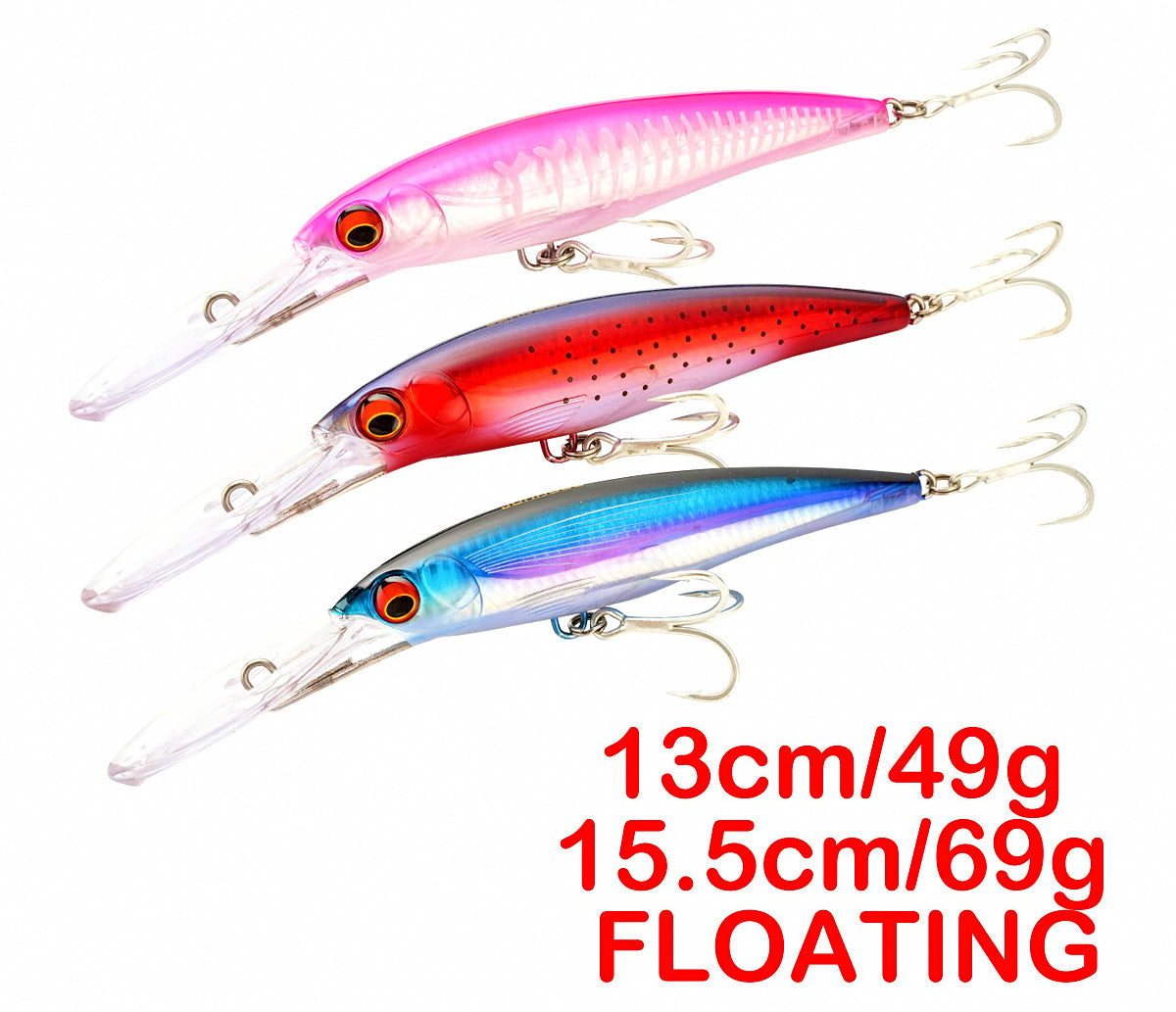 Floating Minnow Trolling Lure, 13 cm & 15.5 cm (49 g / 69 g) – product photo