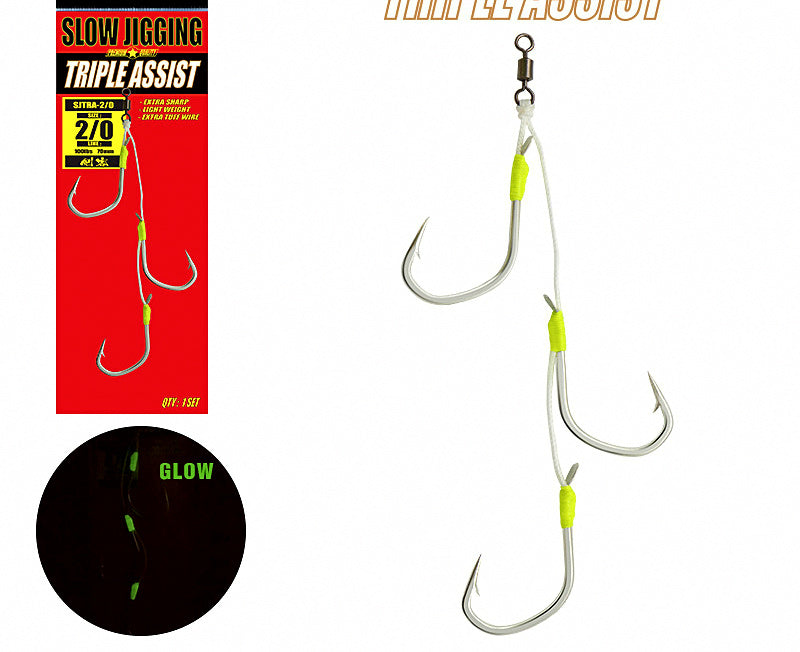 Three-Hook Assist Hook Rig for Jigs, Sizes 1/0–4/0 – product photo