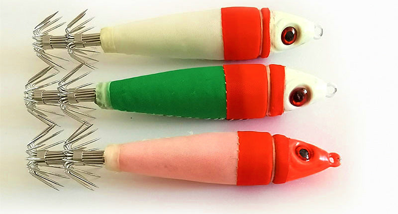 Lead Head Squid Jig, Wood Shrimp Style, 80–180 g (2.8–6.3 oz) – product photo