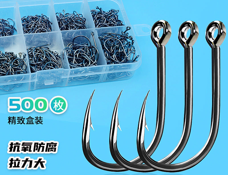 Black Iseni Hooks with Tube, Barbed, High-Carbon Steel – product photo