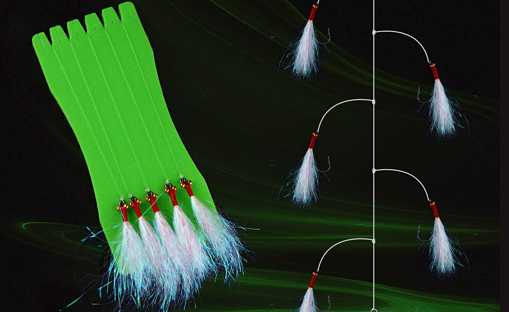 Ice Silk Shrimp Hook Rig, 3 or 5 Hooks, Optional Weights – product photo
