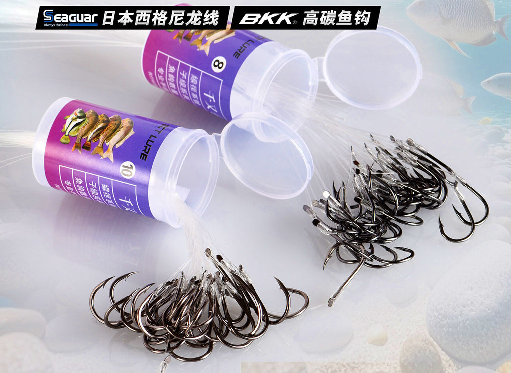 Pre-Tied Hooks on Nylon Leader, Tub Pack, Sizes 1–10 – product photo