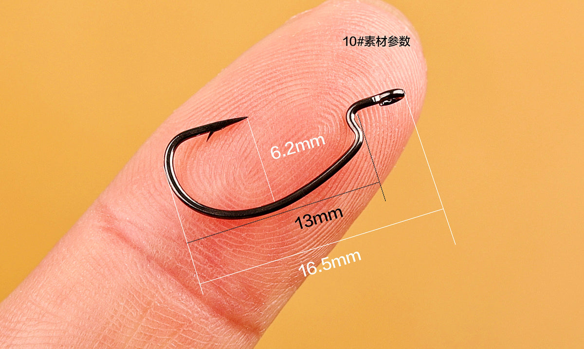 Wide Gap Offset Worm Hooks for Texas Rig, #10–4/0 – product photo