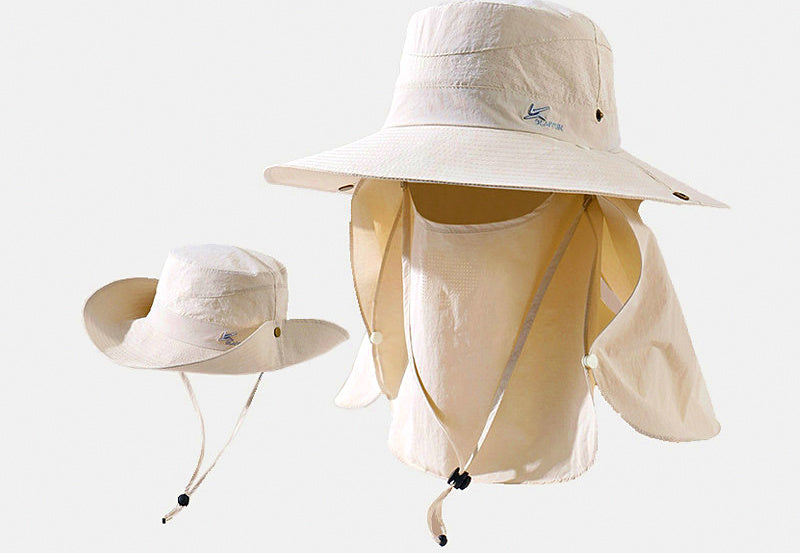 Wide Brim Sun Hat with Face & Neck Cover, Adjustable 55–59 cm – product photo
