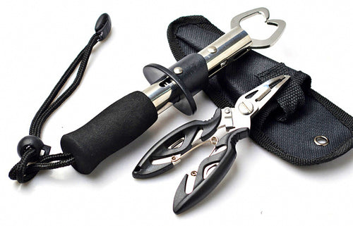 Stainless Steel Fish Gripper & Small Pliers Set with Sheath – product photo