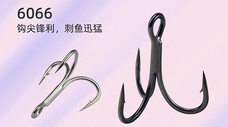 Barbed Treble Hooks, Tin or Black Nickel, 10-Pack, Sizes 2-10 – product photo