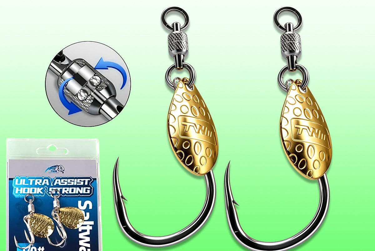 Rotating Spinner Hook with Bearing, #1–4/0, Gold/Silver – product photo
