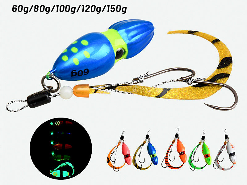 Gourd Head Iron Plate Jig, UV Glow, 60–150 g (2.1–5.3 oz) – product photo
