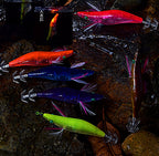 LED Wooden Shrimp Squid Jig, 12 g (0.42 oz), 10.3 cm – product photo