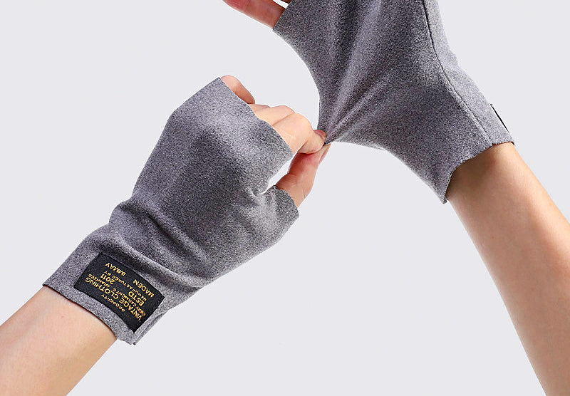 Fleece Half-Finger Fishing Gloves, Stretch, One Size – product photo
