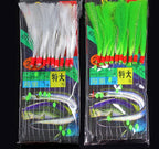 Fish Skin Bait Rig, 10 Barbed Hooks, White or Green – product photo