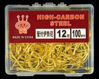 Iseni Fishing Hooks, Gold Barbed Eyed, 1,000 pcs (10 boxes) – product photo
