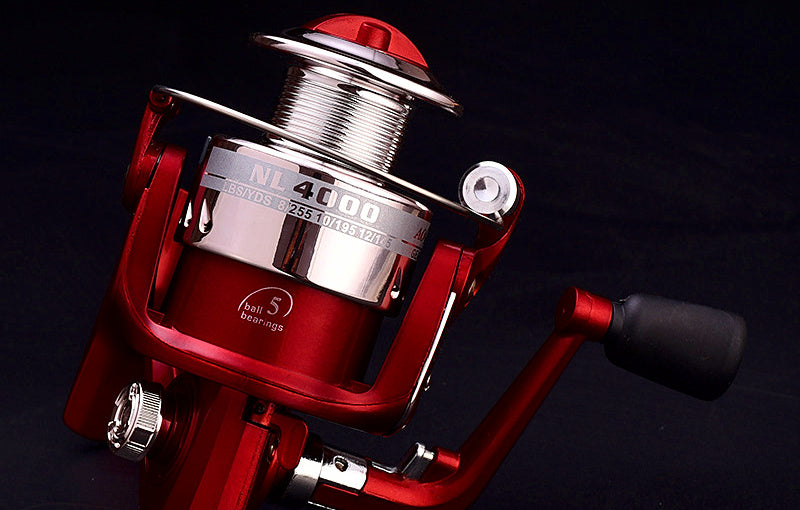 Red Spinning Reel with Plastic Spool, Sizes 1000–6000 – product photo