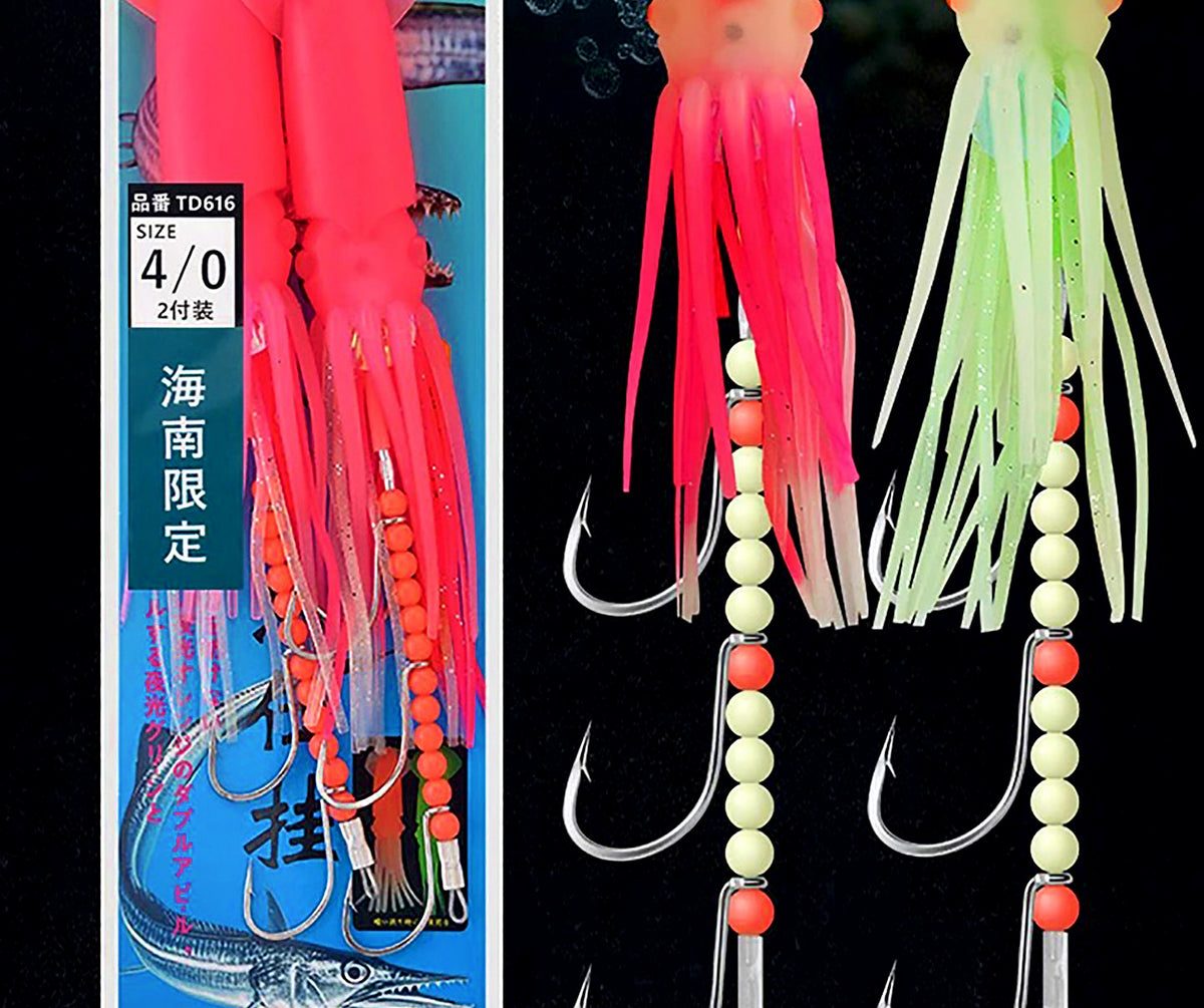 Glow Squid Skirt Cutlassfish Rig, Stainless Hooks, 15 cm – product photo