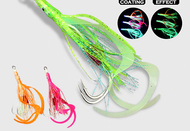 Luminous Squid Skirt Jig, Iron Plate Double Hook Rig – product photo