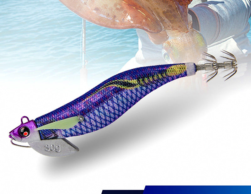 Glow UV Wood Shrimp Squid Jig, 30 g (1.06 oz) – product photo