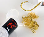 Pre-Tied Snelled Eagle Beak Hooks, Gold, Tub Pack – product photo