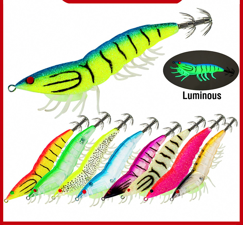 Glow Wooden Shrimp Squid Jig, 3.5#, 22 g (0.8 oz), 12 cm – product photo