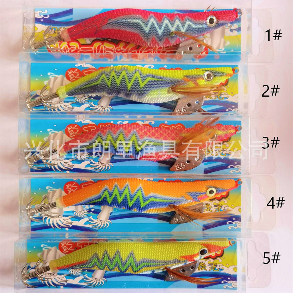Glow Squid Jig, Wood Shrimp Style, Sizes 2.5–4.0 – product photo