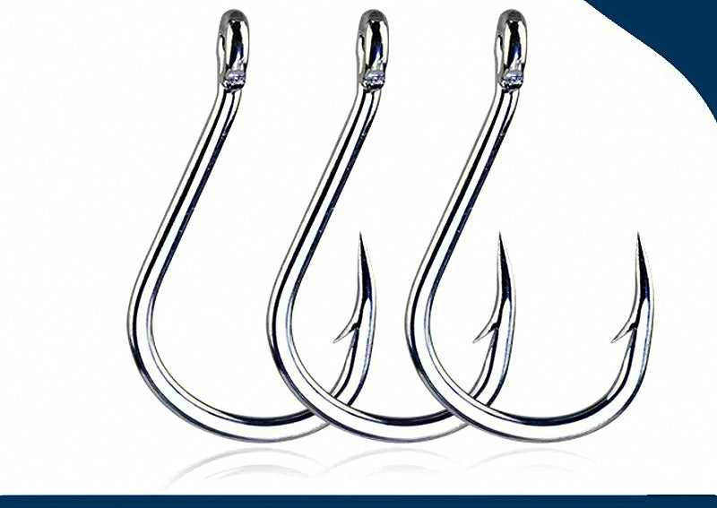 Barbed Single Hook for Metal Jigs, Bright Tin, Size 1–5/0 – product photo