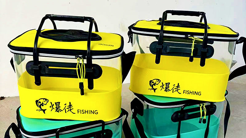 Collapsible EVA Fish Bucket with Clear Panels, 3 Sizes – product photo