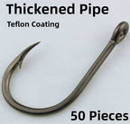 4X Strong Saltwater Fishing Hooks, 50 pcs, Barbed – product photo