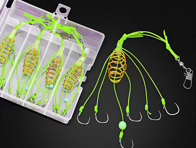 Fluorescent Explosion Hook Rig, Stainless Steel, 4 Sets/Box – product photo