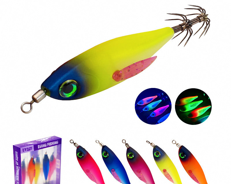 Glow Wood Shrimp Squid Jig with Rattle Bead, 5-Pack – product photo