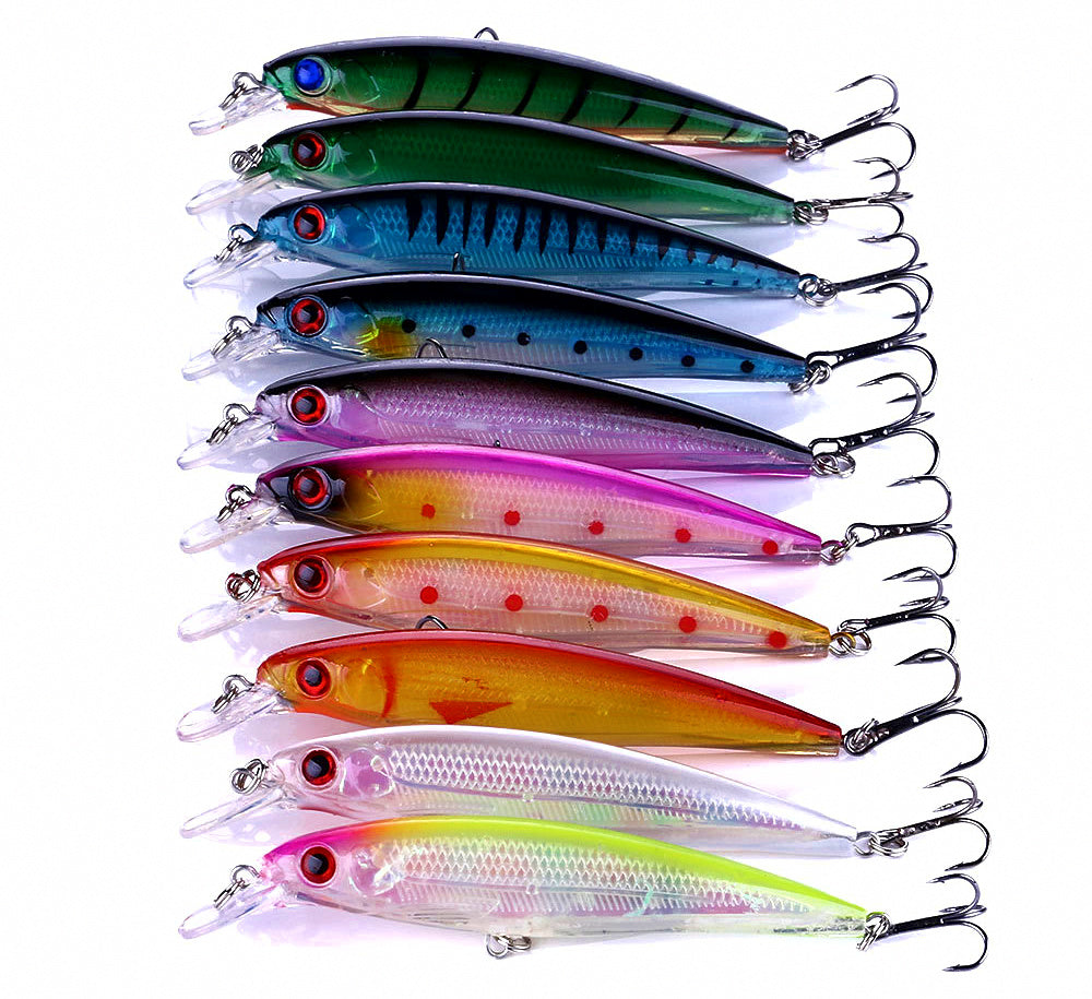 Floating Minnow Lure, 11 cm (4.3 in) 13.4 g (0.47 oz), 10-Color Set – product photo