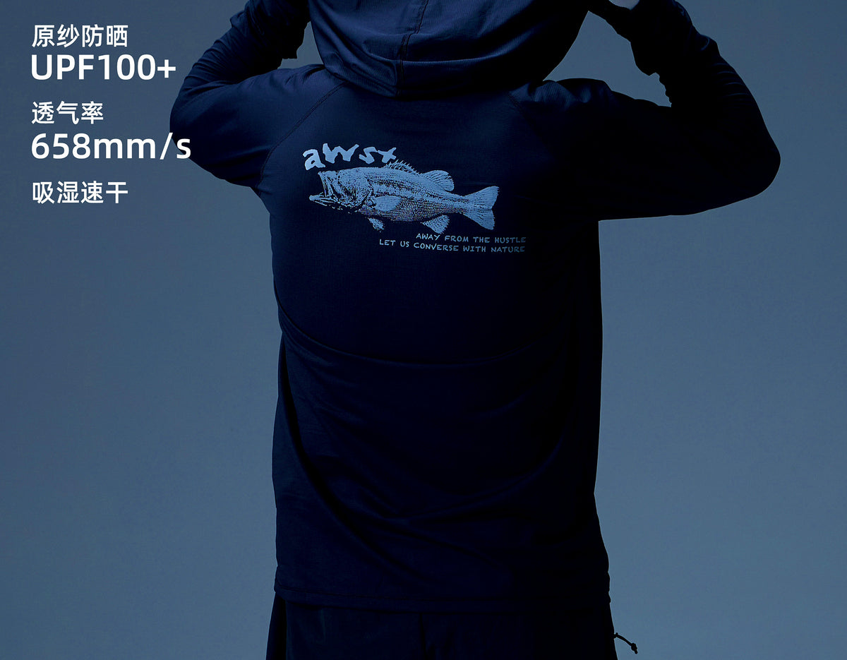 Hooded UPF 100+ Long Sleeve Fishing Shirt, Quick Dry – product photo