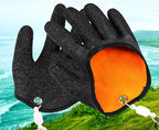 Fish Handling Gloves, Black, Quick-Dry, Optional Magnetic Clip – product photo