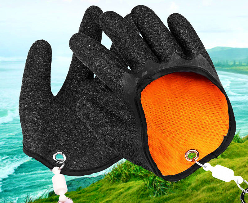 Fish Handling Gloves, Black, Quick-Dry, Optional Magnetic Clip – product photo