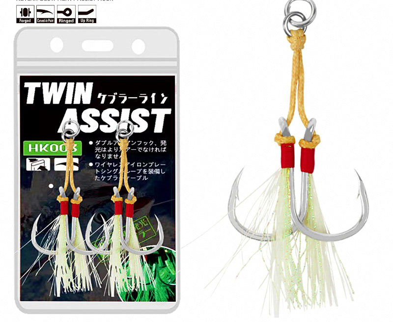 Luminous Double Assist Hooks, Aramid-Tied, 1/0–5/0 – product photo