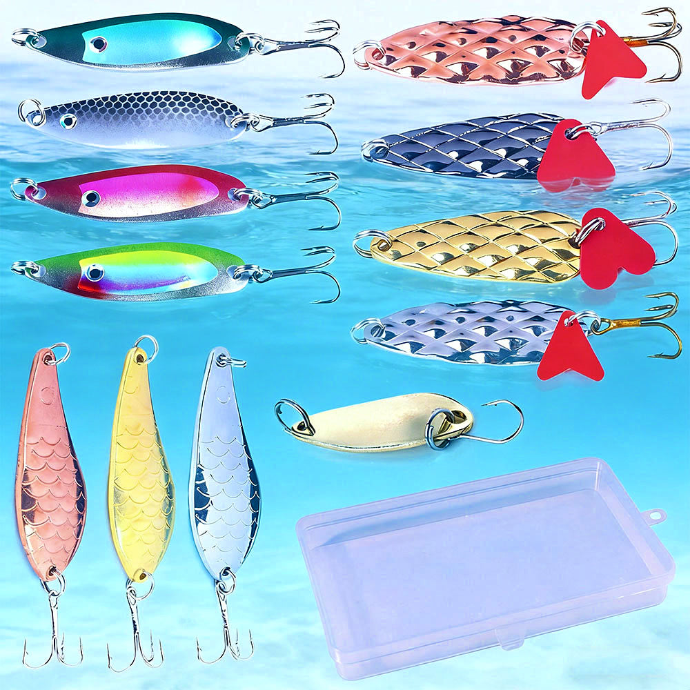 Fish Scale Metal Jig & Spoon Lure Kit, 12-Piece Set – product photo