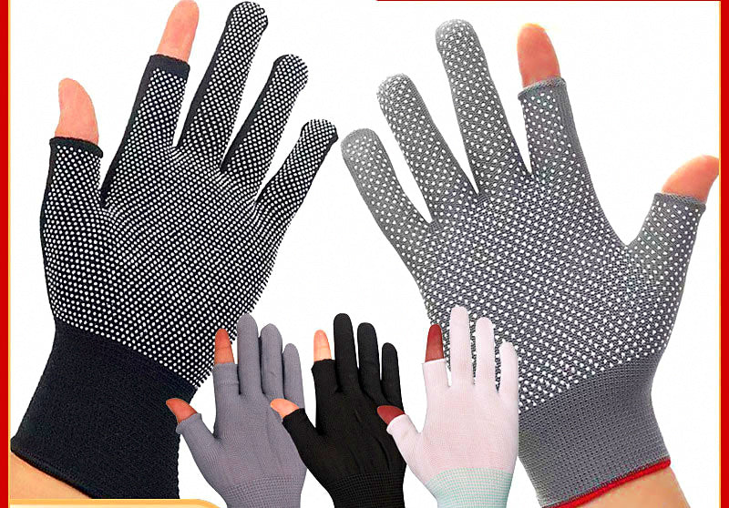 Nylon Dotted Grip Work Gloves, Fingerless & Full Finger – product photo