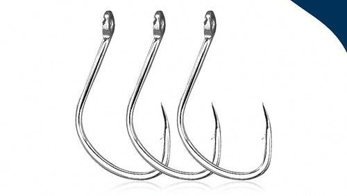 Barbed Big Game Saltwater Hook, Bright Tin, Sizes 1–5/0 – product photo