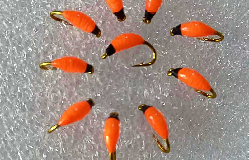 Orange Nymph Fly Set, Barbed Hook, Size 10–20 – product photo