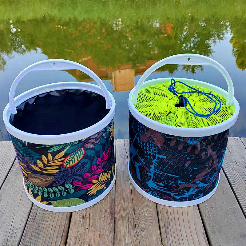 Collapsible Fishing Bucket with Rope, Oxford Cloth – product photo