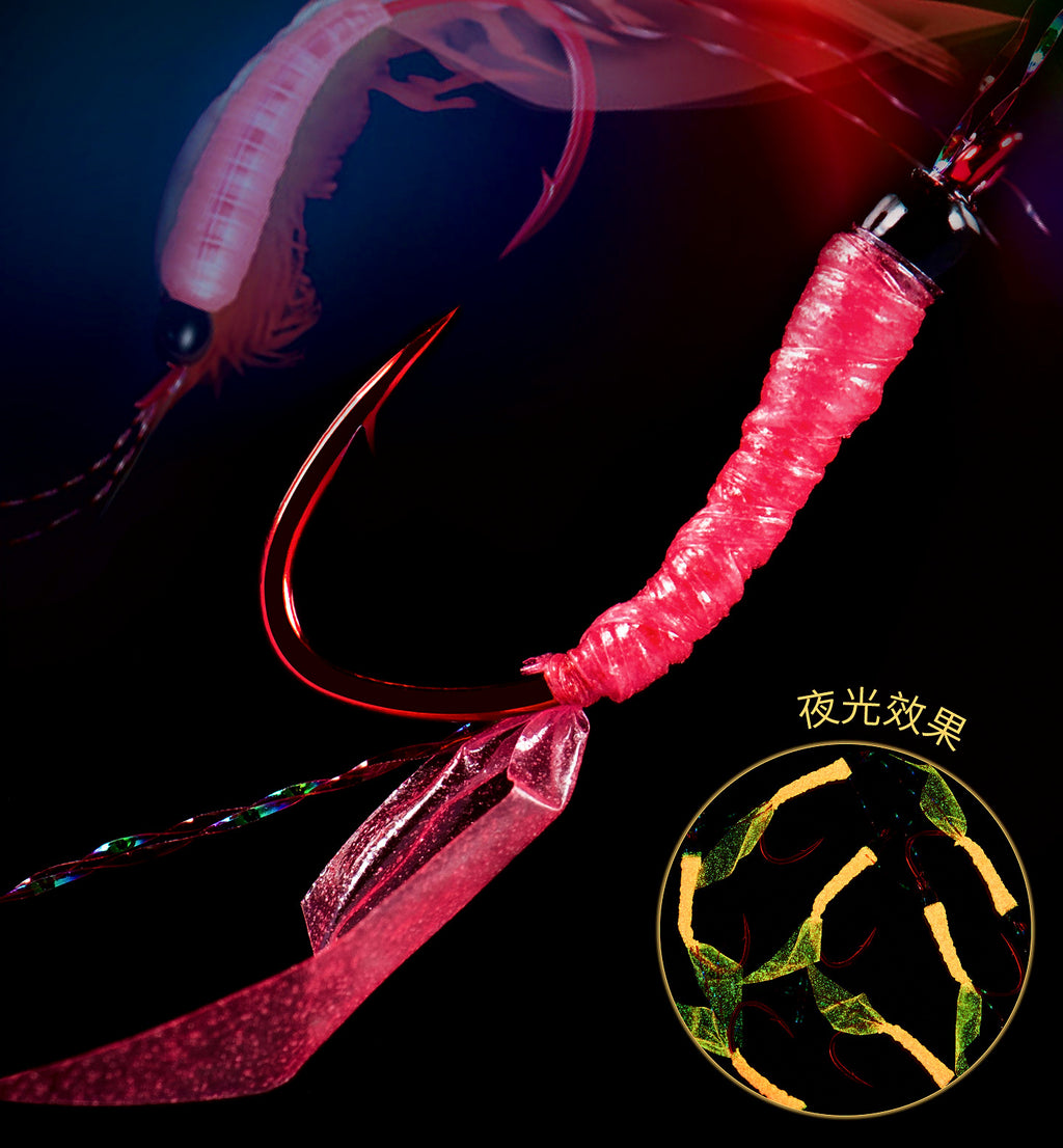 Antarctic Shrimp Fish Skin Hooks, Barbed Single, 10 Pack – product photo