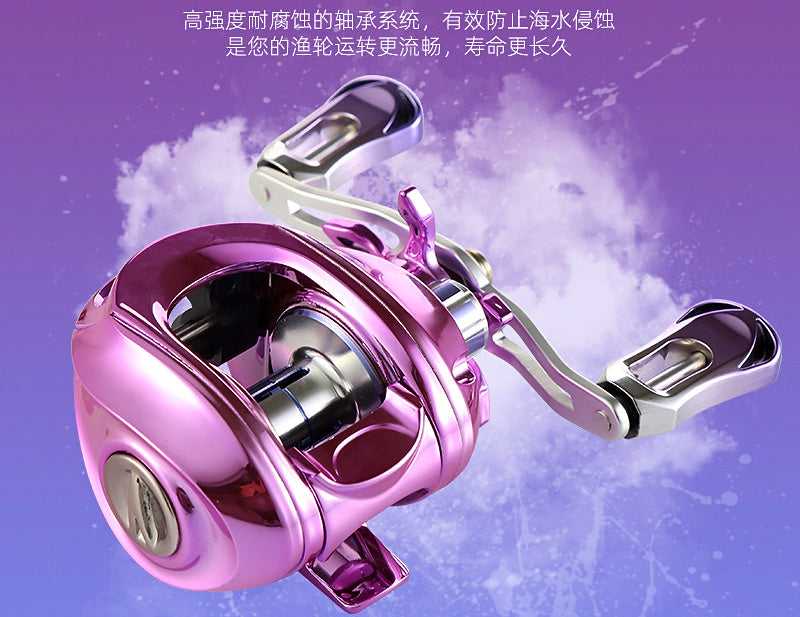 Round Baitcasting Reel, Purple, Left or Right Hand – product photo