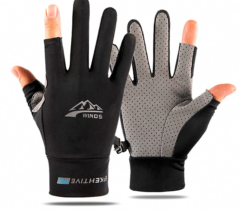 Quick-Dry Sun Fishing Gloves, Half/Full-Finger, Two-Finger Cut – product photo