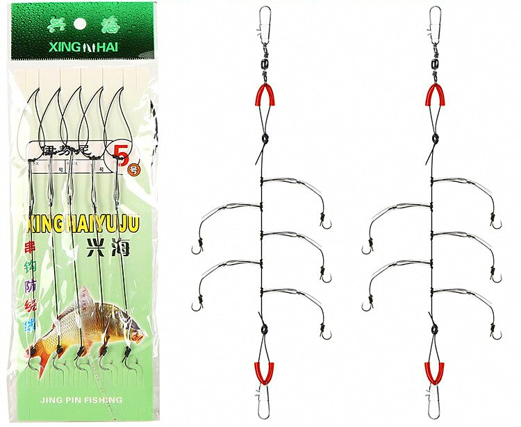 Multi-Hook Bait Rig with Sinker, Iseni Hooks, 5 Rigs – product photo