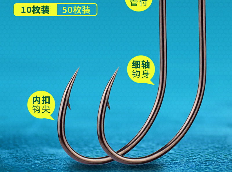 Eyed Barbed Single Hooks, High Carbon, Bulk 100 pcs – product photo