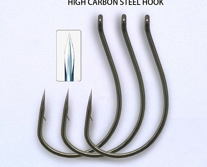 High Carbon Steel Ringed Eye Barbed Hooks, Sizes 4 to 3/0 – product photo