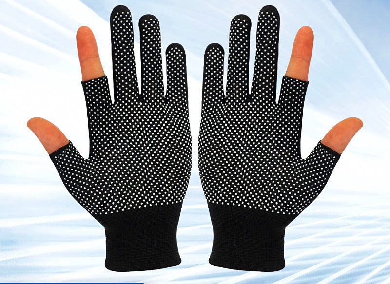 13-Gauge Nylon Fingerless Work Gloves, Dotted Grip – product photo